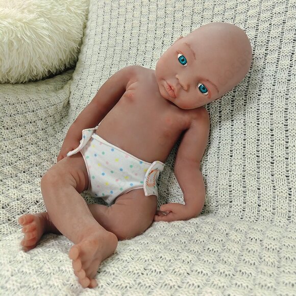 45cm Full Body Platinum Silicone Reborn Baby Dolls Open Eyes Newborn Girl Doll - Picture 12 of 16